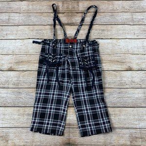 Tripp NYC Plaid Suspenders Pants Women Size 3 Gothic Punk Rock Overalls Shorts